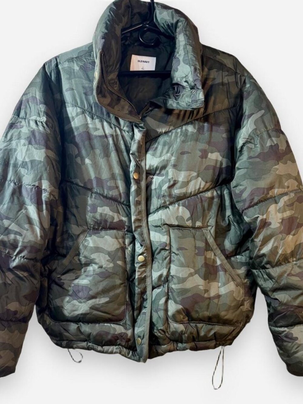 Old Navy Camo Puffer Jacket Mens Small Tall Green Quilted